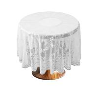 150 cm Openwork Lace Tablecloth, White Lace Tablecloth, Round, Floral Pattern, Dining Table Decoration for Wedding Party, Round