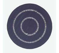 HOMESCAPES Navy Blue Crochet Rug Handwoven Cotton Braided Mat Reversible 150 cm Round Rug for Living Room & Bedroom