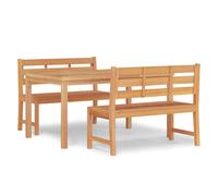(150 cm table length, 2x bench + table) vidaXL Solid Wood Teak Garden Dining Set Dining Table Chair Multi Sizes/Models