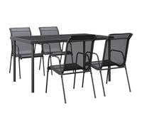 (150 cm table length/ 4 piece) vidaXL Garden Dining Set Outdoor Dining Set Black Steel and Textilene