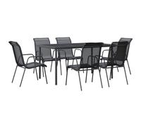 Garden Dining Set Outdoor Dining Set Chair Black Steel and Textilene vidaXL