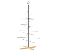 vidaXL Black Metal Christmas Tree with Wooden Base for DIY Decoration - Modern Steel Xmas Tree Stand for Indoor/Outdoor Festive Decor, 150cm