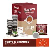 150 Coffee Pods TORALDO STRONG & CREAMY 150 Glasses 150 Palettes 150 Sugar