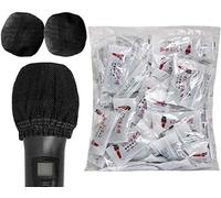 150 Count Disposable Microphone Covers, Microphone Hygiene Cover, Odor Removal Disposable Mike Sponge Mic Cover Protective Cap for KTV Recording Room News Gathering (Black)