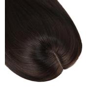 150 Density Human Hair Topper 15 * 16 cm Silk Base 2 cm PU,Clips in HairPiece for Women Adds Volume(Dark Brown,22inch)