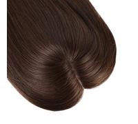 150 Density Human Hair Topper 15 * 16 cm Silk Base 2 cm PU,Clips in HairPiece for Women Adds Volume(Medium Brown,20 inch)