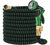 150 ft Expandable Garden Hose - All New 2026 Retractable Water Hose with 3/4" Solid Brass Fittings, Extra Strength Fabric - Flexible Expanding Hose with 10 Pattern Spray Nozzle