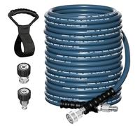 150 FT Pressure Washer Hose 3/8'' - Kink Resistant Steel Wire Braided, Wear Resistant, 3/8" Stainless Steel Quick Connect, with M22 14mm Adapter Set, Hot and Cold Water Power Washer Hose, 4200 PSI