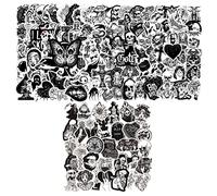 150 Goth Stickers - Black & White Skull Vinyl Punk Gothic Stickers, Halloween & Party Favors, for Notebook, Guitar, Car, Skateboard Decals - Adult & Kids Reusable