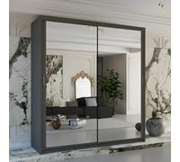 (150, Grey ) Chicago Sliding Double Mirror Door Wardrobe