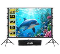 150 Inch Outdoor Projector Screen with Stand, 4K HD Portable Foldable Movie Screen for Garden, Camping, Home Cinema and Sports Night, Anti Crease Fabric, Front Rear Projection, Quick Setup, Carry Bag