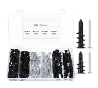 150 Insulation Dowels, Facade Dowels, Self-Drilling Plasterboard Dowels, Plasterboard Dowels with Screws, Cavity Dowels Drywall Dowels with Self-Tapping Screws for Plasterboard Concrete Bricks, Black