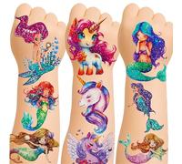 150+ Kids Glitter Temporary Tattoos for Girls - Individually Wrapped, Waterproof Tattoo Stickers - Mermaid, Unicorn, Fairy, Butterfly & More