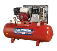 150 Litre Belt Drive Air Compressor - 6.5hp Petrol Engine - Gauge & Air Outlet