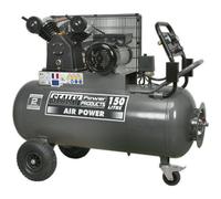 150 Litre Belt Drive Air Compressor - Front Control Panel - 3hp Electric Motor