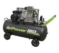 150 Litre Mobile Belt Drive Air Compressor - 3hp Motor - Quick Release Coupling