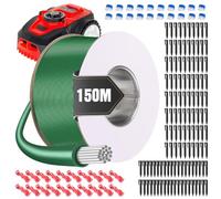 150 m Perimeter Wire Robot Lawn Mower + 120 Pegs + 20 Cable Clamps + 20 T-Tap Connector, Universal Cable Robot Lawnmower Limitation Cable Compatible with Gardena Bosch Husqvarna Worx