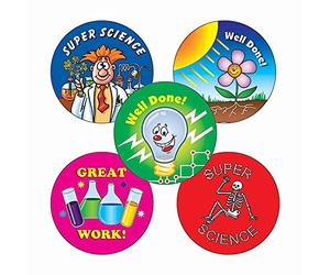 150 Mixed Science Great Work Well Done Childrens Pupils School Praise Teachers Reward Stickers 25mm Primary Teaching Services