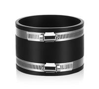 150 mm Flexible Rubber Sleeve, Rubber Coupling with Two Stainless Steel Clamps Noise-Reducing Cuff Odourless Pipe Connector for Pipe Fan Pipe Steel Pipe