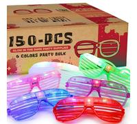 150 Pack 6 Neon Color Glow in The Dark Glasses Party Favors for Kid Adult, LED Light Up Glasses Bulk Toy with 3 Modes, Wedding Gift, Birthday Party Supplies/Decor, Rave Accessories, Goody Bag Stuffer
