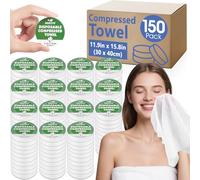 150 Pack Compressed Towel, 11.9in x 15.8in Large Magic Disposable Towel, Compressed Bath Towels, Large Size Coin Towels Portable Camping Towels for Hotel, Camping, Hiking, Outdoor Sports, Beauty Salon