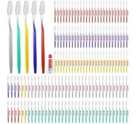 150 Pack Hotel Toothbrush and Toothpaste Set, Disposable Individually Wrapped Travel Toothbrush Bulk, Manual Toothbrushes with Toothpaste Kit for Hotel Homeless Guest Apartment (5 Colours)