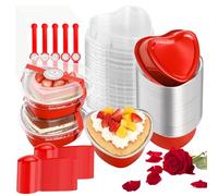 150 Pack Mini Loaf Baking Pans Cake Tins Cases with Lids & Spoons, 100ml Heart Shaped Thickened Aluminum Foil Cupcake Boxes Containers with Sealing Stickers for Brownies Holiday Wedding Birthday