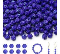 150 Pcs 10mm Rhinestone Beads for Jewelry Making, Dark Blue Shiny Round Shamballa Disco Baseball Necklace Beads Sparkle Crystal Clay Pave Rhinestones Bead for DIY Bracelet Earring Making Supplies