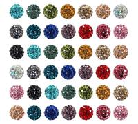 150 Pcs 10mm Rhinestone Polymer Clay Beads Sparkle Crystal Beads Colorful Glitter Ball Beads Diamond Jewelry Making Beads Round Shiny Beads Decorative Bling Beads for DIY Crafts