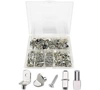 150 Pcs 5 Style Shelf Pins Kit Metal Nickel Shelf Support Pegs L-Shaped Bracket for Furniture Cupboard Closet Bookcase Shelf