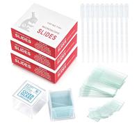 150 Pcs 76.2 * 25.5mm Pre-Cleaned Microscope Slides and 300 Pcs 20 * 20mm Pre-Cleaned Microscope Cover Glasses With 10 Pcs 3ml Plastic Droppers for Laboratory Research