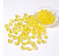 150 PCS Acrylic Diamond Crystals Fake Crushed Ice Rocks Plastic Gemstones Artificial Plastic Ice Cubes for Vase Fillers Home Decoration Arts Crafts Display Fish Tank Rocks Table Scatter (Yellow)