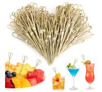 150 Pcs Bamboo Cocktail Sticks, 12 cm Heart Shape Bamboo Skewers, Cocktail Toothpicks, Cocktail Skewers, Wooden Skewers, Canape Sticks for Drinks, Canapes, Desserts, Fruit