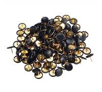 150 Pcs Black Round Head Metal Thumb Tacks - Golden Steel Point Flat Pins for Map, Photo Wall, Cork Board Bulletin