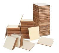 150 Pcs Blank Square Wooden Pieces, 5*5cm Unfinished Wood Slices Cutouts, 2.5mm Thickness Squares Wood Sheets, DIY Crafts for Painting, Engraving, Coasters, Staining, Pyrography Art, Home Decoration