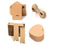 150 Pcs Brown Gift Tags , Blank Kraft Paper Tags with String, 4.5 x 9.5 cm Kraft Luggage Labels, for Wedding Favors Present, Party Decorations