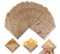 150 Pcs Burger Paper Sheets for Food Wrapping,Retro Style Greaseproof Paper Bags Burger Bags Sandwich Bag Kraft Paper for Hamburger Bread Doughnut Sandwich Crepes Fried Food(14.9x15.1cm)