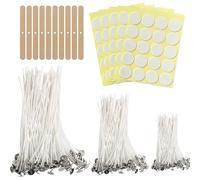 150 Pcs Candle Wicks for Making Candles, with 10 Wooden Sticks and 100 Pcs Stickers, Candle Wick Candle Making Supplies Wax for Candles Making Set for Candle Making Kits for Adults and DIY Project