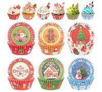 150 Pcs Christmas Cupcake Cases with Cupcake Topper Cupcake Liners Muffin Cases Host Pumpkin Spider Baking Cups for Christmas Party Candy Cake Decorations Supplies