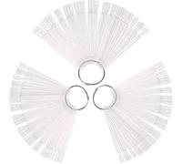 150 PCS Clear Nail Swatches Fan-shaped Nail Swatch Sticks Nail Colour Display Tips, Transparent Art Tips Color Sticks with Metal Ring for Salon & DIY Nail Art Organization