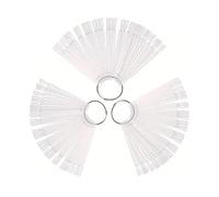 150 PCS Clear Nail Swatches, Fan-shaped Nail Swatch Sticks, Nail Colour Display Tips, Transparent Art Tips Color Sticks with Metal Ring for Salon, Nail Techs & DIY Enthusiasts