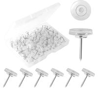 150 Pcs Clear Push Pins Drawing Pins with Storage Box - Thumb Tacks for Cork Notice, Bulletin Boards, Map 16mm×10.7mm