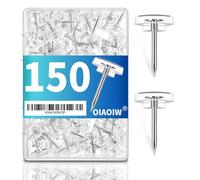 150 PCS Clear Push Pins Tacks Count in Reusable Box for Bulletin Boards and Wall Displays Heavy Duty Plastic Head