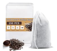 150 Pcs Cold Brew Bags 4x6 inch, No Mess Disposable Cold Brew Coffee Filter Bags with Drawstring Large Empty Tea Bag for Loose Leaf Tea, Iced Coffee, Herbs, Spice