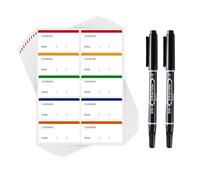 150 pcs Colorful Adhesive Labels for Storage Boxes & Kitchen, Personalized Date Labels for Food, Small Sticky Labels Stickers with Easy Write-On Surface, with 2 Black Markers (60x30mm)