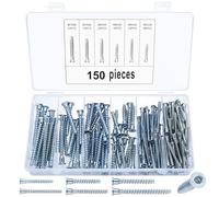 150 Pcs Confirmat Screws, Allen Key Flat Pack Furniture Carcass Screws, Hex Socket Wood Chipboard Furniture Connecting Screw for Furniture Industry, White Zinc, M5/M6/M7