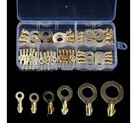 150 Pcs Copper Ring Terminals, M3/M4/M5/M6/M8/M10 Open Barrel Wire Ring Cable Lugs Crimp Kit, Copper Ring Crimp Cable Terminals Electrical Terminals Kit