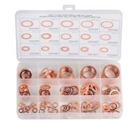 150 Pcs Copper Washers Assorted, Flat Washers Kit, 15 Sizes Sealing Ring Assortment Set, Plain with Storage Box(M5 M6 M8 M10 M12 M14 M16 M18 M20 M22