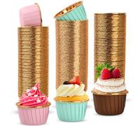 150 PCS Disposable Baking Paper Cups, Cupcake Cases, Mini Muffins Liners, Paper Cake Cases, Greaseproof Foil Baking Cups, Pastry Baking Cups with Foil Liners, for Christmas/Birthday/Wedding Party