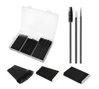 150 Pcs Disposable Mascara Wands Lip Wands Set, Lipstick Applicator, 50 Eyelash Brush 50 Lips Brush 50 Micro Brushes with Organizer Box, Makeup Tool Kit for Eyelash Extensions Lip